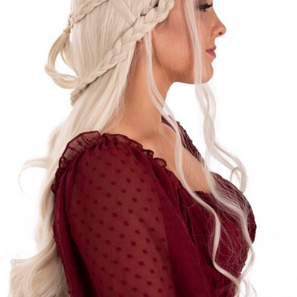 Pruik Queen Dainerys Lang Met Vlechten Blond van PartyXplosion koop je bij Partywinkel