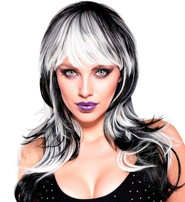 Pruik Vampier Dame Zwart/Wit van Widmann koop je bij Partywinkel