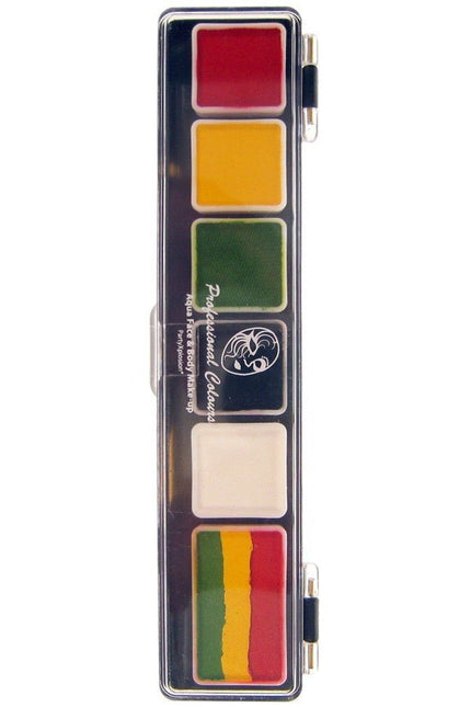 PXP 5 X 3 And 1 X 6gr Rasta Colours Palet With Brush Size 25 Regular Colours And 1 Splitcake. van PXP Professional Colours koop je bij Partywinkel