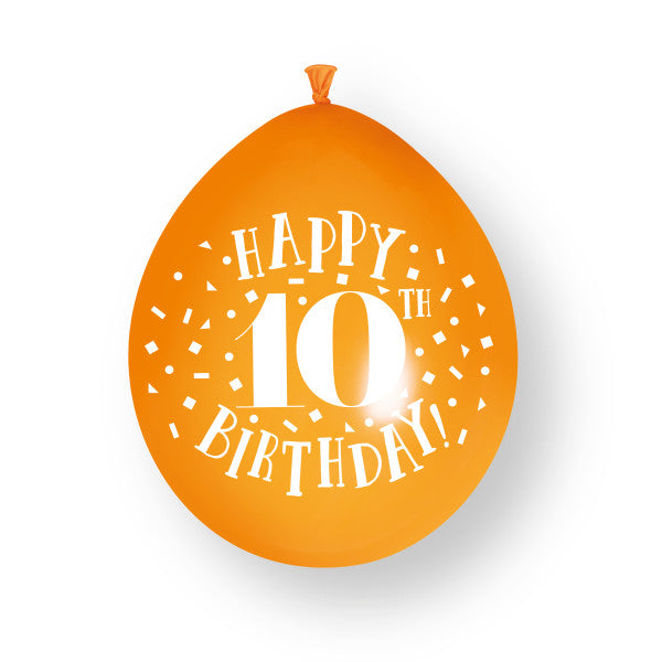 10 sztuk balonów lateksowych Happy 10th birthday 23 cm