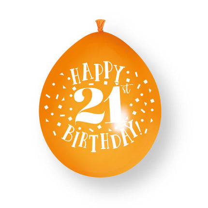 10 szt. balonów lateksowych „Happy 21st Birthday”, 23 cm