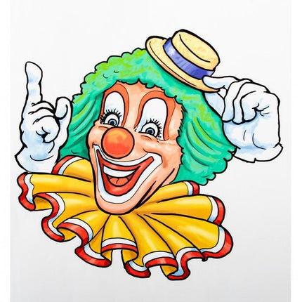 Raamsticker Clown Gele Hoed 40cm van PartyXplosion koop je bij Partywinkel