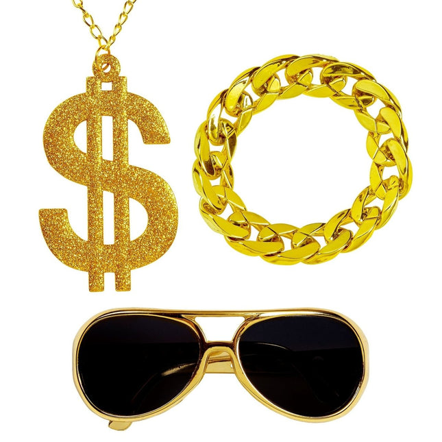 Rapper Accessoireset Goud 3 delig van Widmann koop je bij Partywinkel