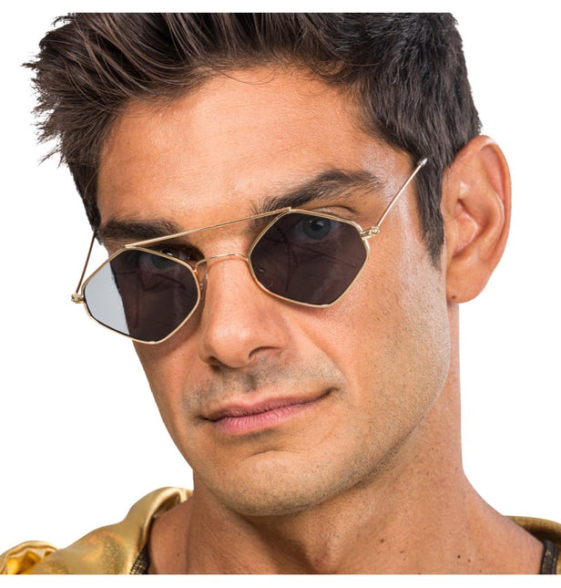 Okulary Rapper - z metalową ramką w kratkę - 14 cm x 13,5 cm x 4,6 cm