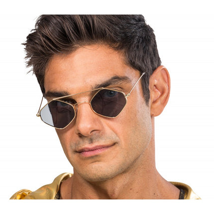 Okulary Rapper - z metalową ramką w kratkę - 14 cm x 13,5 cm x 4,6 cm