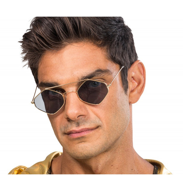 Okulary Rapper - z metalową ramką w kratkę - 14 cm x 13,5 cm x 4,6 cm