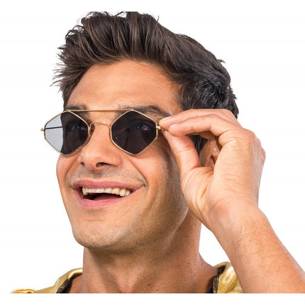 Okulary Rapper - z metalową ramką w kratkę - 14 cm x 13,5 cm x 4,6 cm