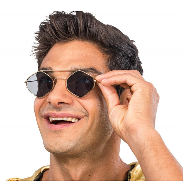 Okulary Rapper - z metalową ramką w kratkę - 14 cm x 13,5 cm x 4,6 cm