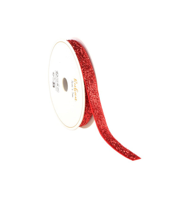 CZERWONA BROKATOWA WSTĄŻKA 10 MM X 3 M