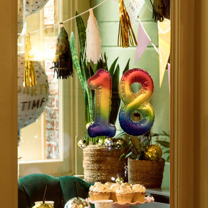 Regenboog 1 Jaar Stickers Folieballon 20cm van Boland koop je bij Partywinkel