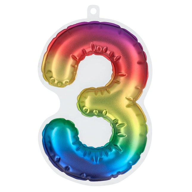 Regenboog 3 Jaar Stickers Folieballon 20cm van Boland koop je bij Partywinkel