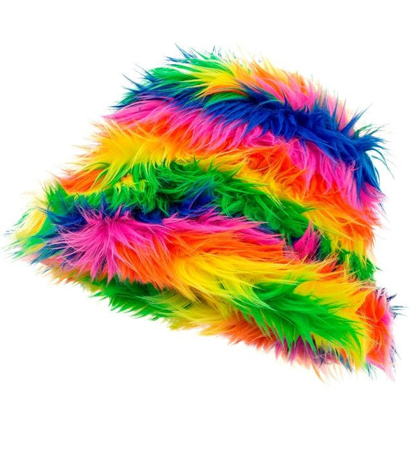Regenboog Bucket Hat Pluche van Widmann koop je bij Partywinkel