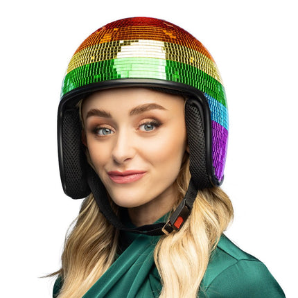 Regenboog Helm Disco van Boland koop je bij Partywinkel