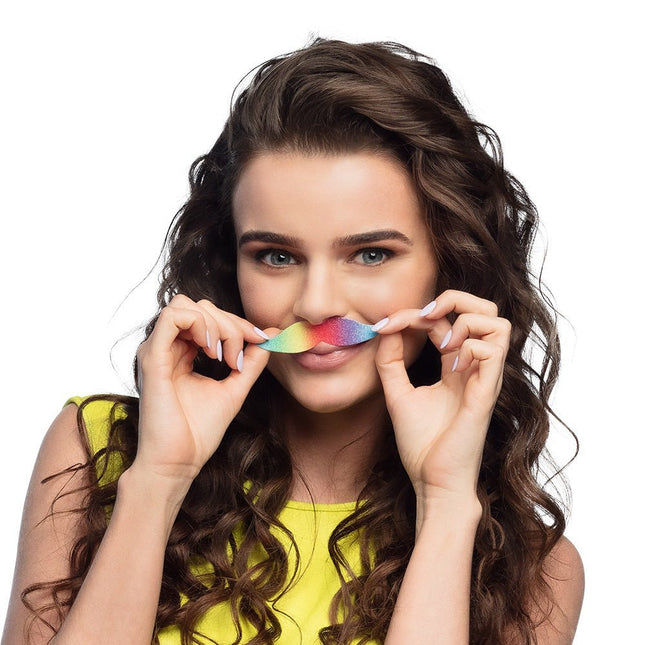 Regenboog Nep Snor Fantasy 6st van Boland koop je bij Partywinkel
