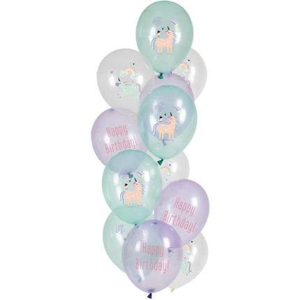 Regenboog Unicorn Ballonnen 33cm 12st van Folat koop je bij Partywinkel