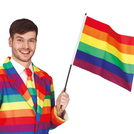 Regenboog Vlag Stok 45cm van Fiestas Guirca koop je bij Partywinkel