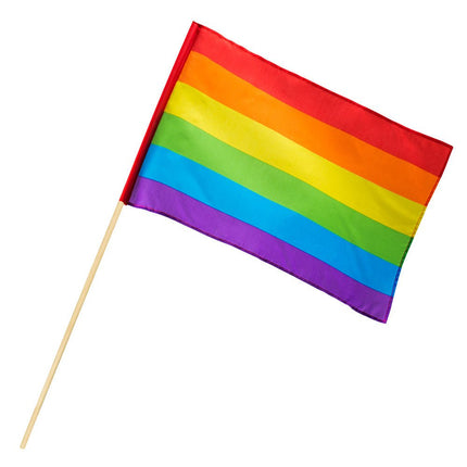 Regenboog Zwaaivlag 76cm van Boland koop je bij Partywinkel
