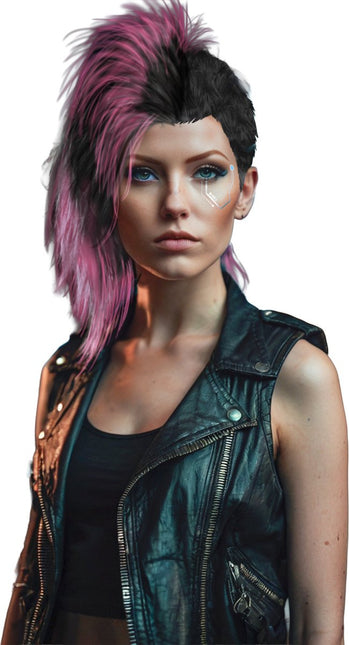 Rocker Pruik Roze/Zwart van Fiestas Guirca koop je bij Partywinkel