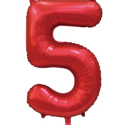 Rode Cijfer Ballon 5 Jaar Glans 86cm van WeFiesta koop je bij Partywinkel