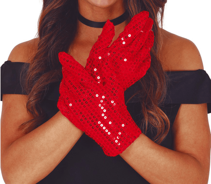 Rode Handschoenen Pailletten 22cm van Fiestas Guirca koop je bij Partywinkel