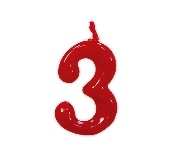 Rode Kaars 3 Jaar 5,5cm van Fiestas Guirca koop je bij Partywinkel