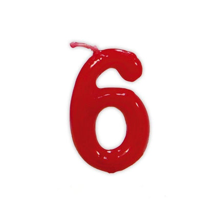 Rode Kaars 6 Jaar 5,5cm van Fiestas Guirca koop je bij Partywinkel