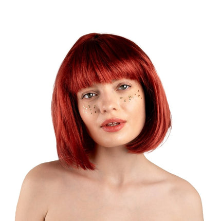 Rode Pruik Bob Met Een Pony van Partydeco koop je bij Partywinkel