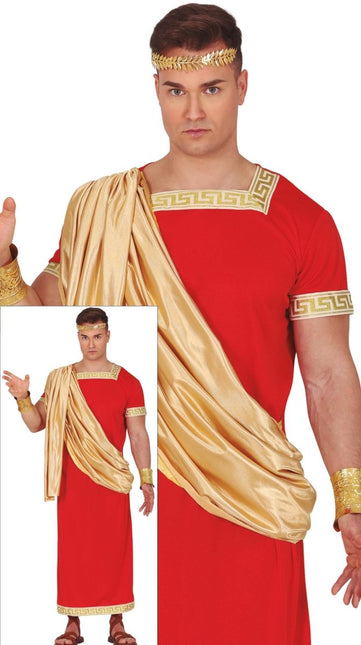 Romeins Kostuum Rood Heren - Partywinkel - 8434077860496