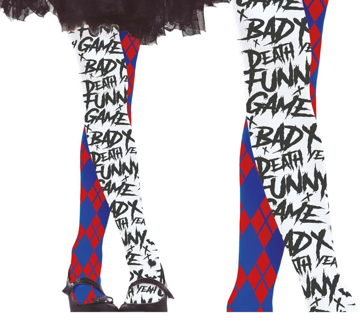 Rood Blauwe Halloween Legging Harley Quin Kind van Fiestas Guirca koop je bij Partywinkel