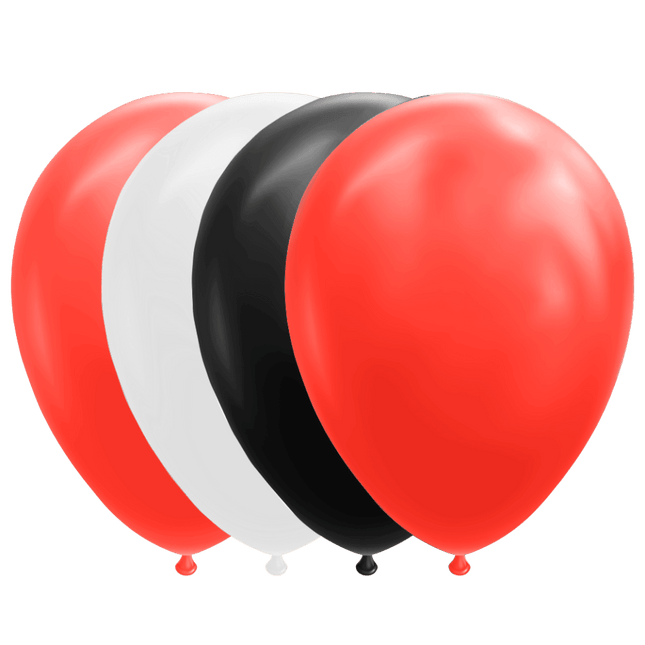 Rood Wit Zwarte Ballonnen 30cm 10st van WeFiesta koop je bij Partywinkel