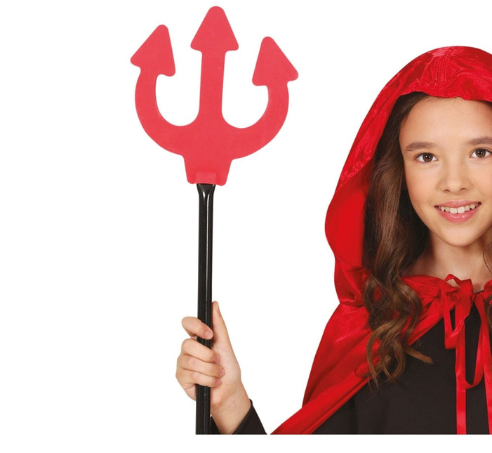 Rood Zwarte Drietand 80cm - Partywinkel - 8434077248249