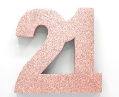 Rose Goud Tafeldecoratie Cijfer 21 Glitter 20,5cm van WeFiesta koop je bij Partywinkel