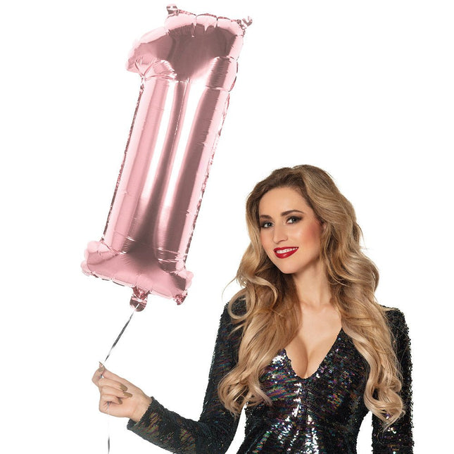 Rose Gouden Cijfer Ballon 1 Jaar 86cm van Boland koop je bij Partywinkel