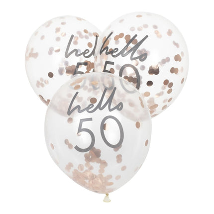 Rose Gouden Confetti Ballonnen 50 Jaar 30cm 5st van Ginger Ray koop je bij Partywinkel