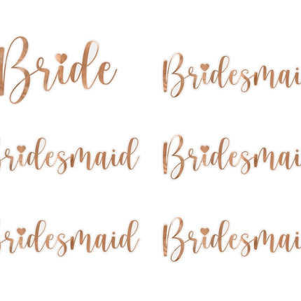 Rose Gouden Glasstickers Bride & Bridesmaid van Partydeco koop je bij Partywinkel