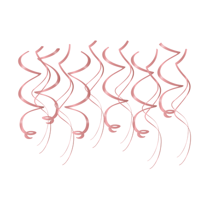 Rose Gouden Hangdecoratie Swirls 12st van Paper Dreams koop je bij Partywinkel