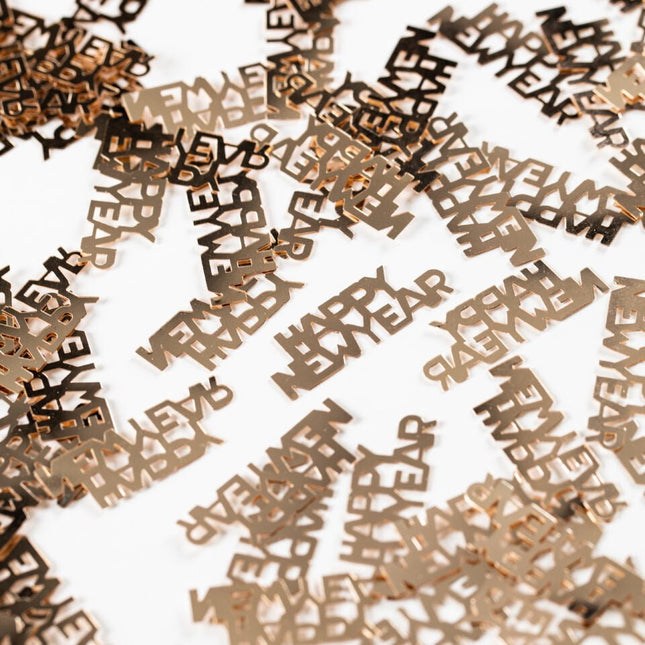 Rose Gouden Happy New Year Tafelconfetti 14g van WeFiesta koop je bij Partywinkel