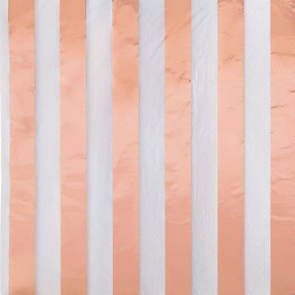 Rose Gouden Servetten Gestreept 33cm 16st van Unique koop je bij Partywinkel