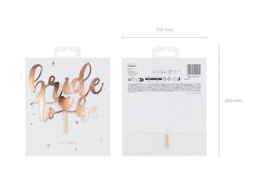 Rose Gouden Taarttopper Bride To Be 17,5cm van Partydeco koop je bij Partywinkel