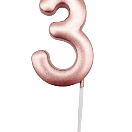 Roségouden Cijferkaars 3 van Unique koop je bij Partywinkel