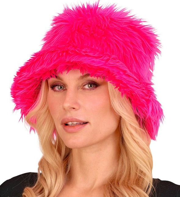 Roze Bucket Hat Pluche van Widmann koop je bij Partywinkel