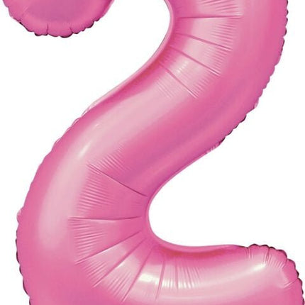 Roze Cijfer Ballon 2 Jaar Glans 86cm van WeFiesta koop je bij Partywinkel