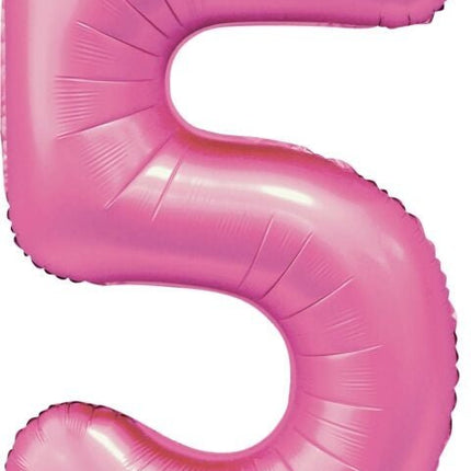 Roze Cijfer Ballon 5 Jaar Glans 86cm van WeFiesta koop je bij Partywinkel