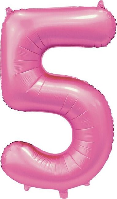 Roze Cijfer Ballon 5 Jaar Glans 86cm van WeFiesta koop je bij Partywinkel