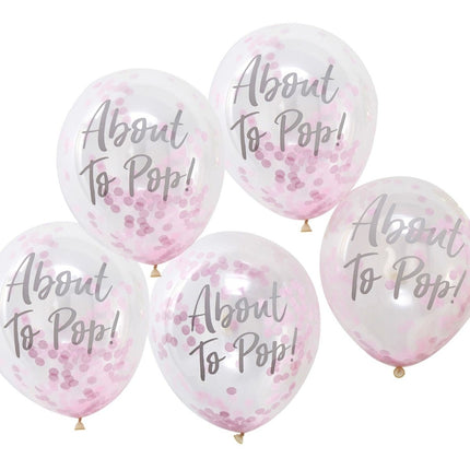 Roze Confetti Ballonnen About To Pop 30cm 5st van Ginger Ray koop je bij Partywinkel
