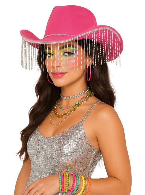 Roze Cowboy Hoed Franjes van Fiestas Guirca koop je bij Partywinkel