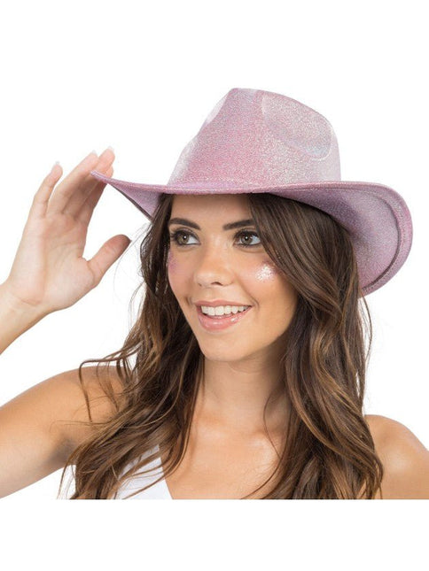 Roze Glitter Cowboyhoed van CHAKS koop je bij Partywinkel