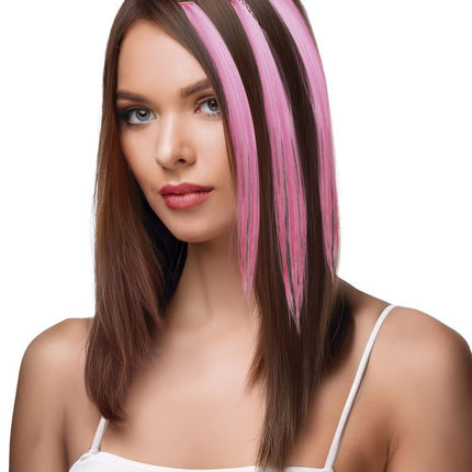 Roze Hair Extension 50cm 3st - Partywinkel - 8434077481349