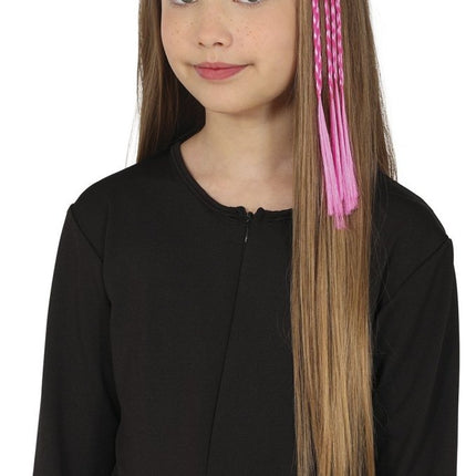 Roze Hair Extension Vlechten 35cm 3st - Partywinkel - 8434077481424