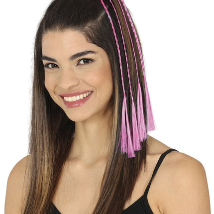 Roze Hair Extension Vlechten 35cm 3st - Partywinkel - 8434077481424